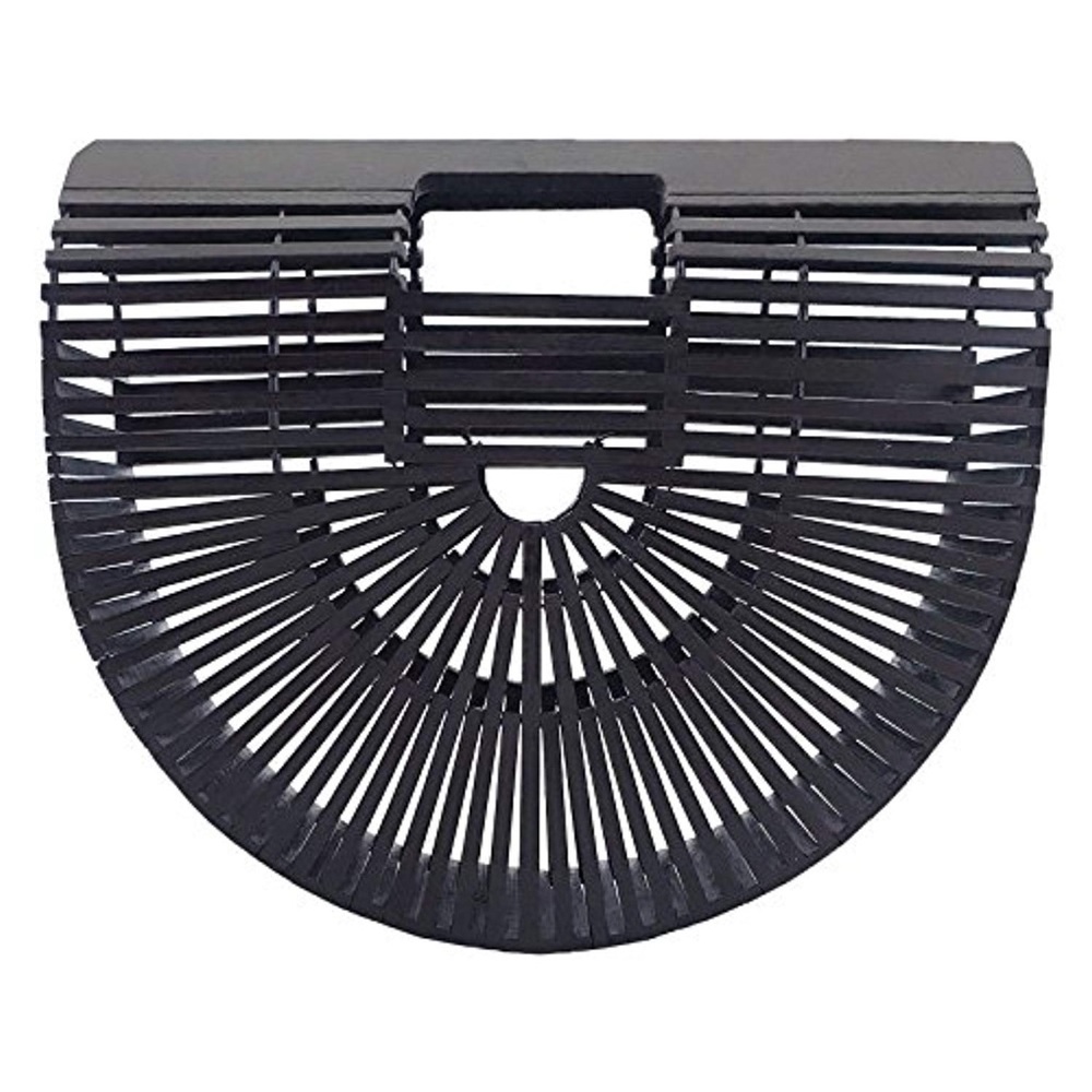 Black Bamboo Half-Moon Handbag